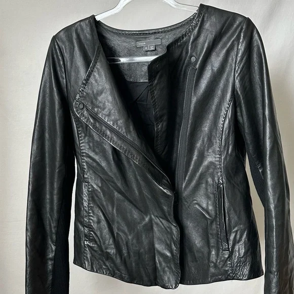 VINCE WOMEN’S LEATHER MOTO JACKET Asymmetrical Zip Fitted Size/M~ Orig. $1195 - Picture 11 of 13